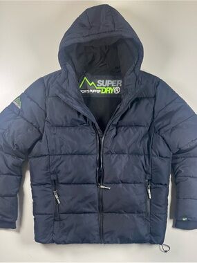 Superdry Men Navy Blue Hooded Puffer Jacket